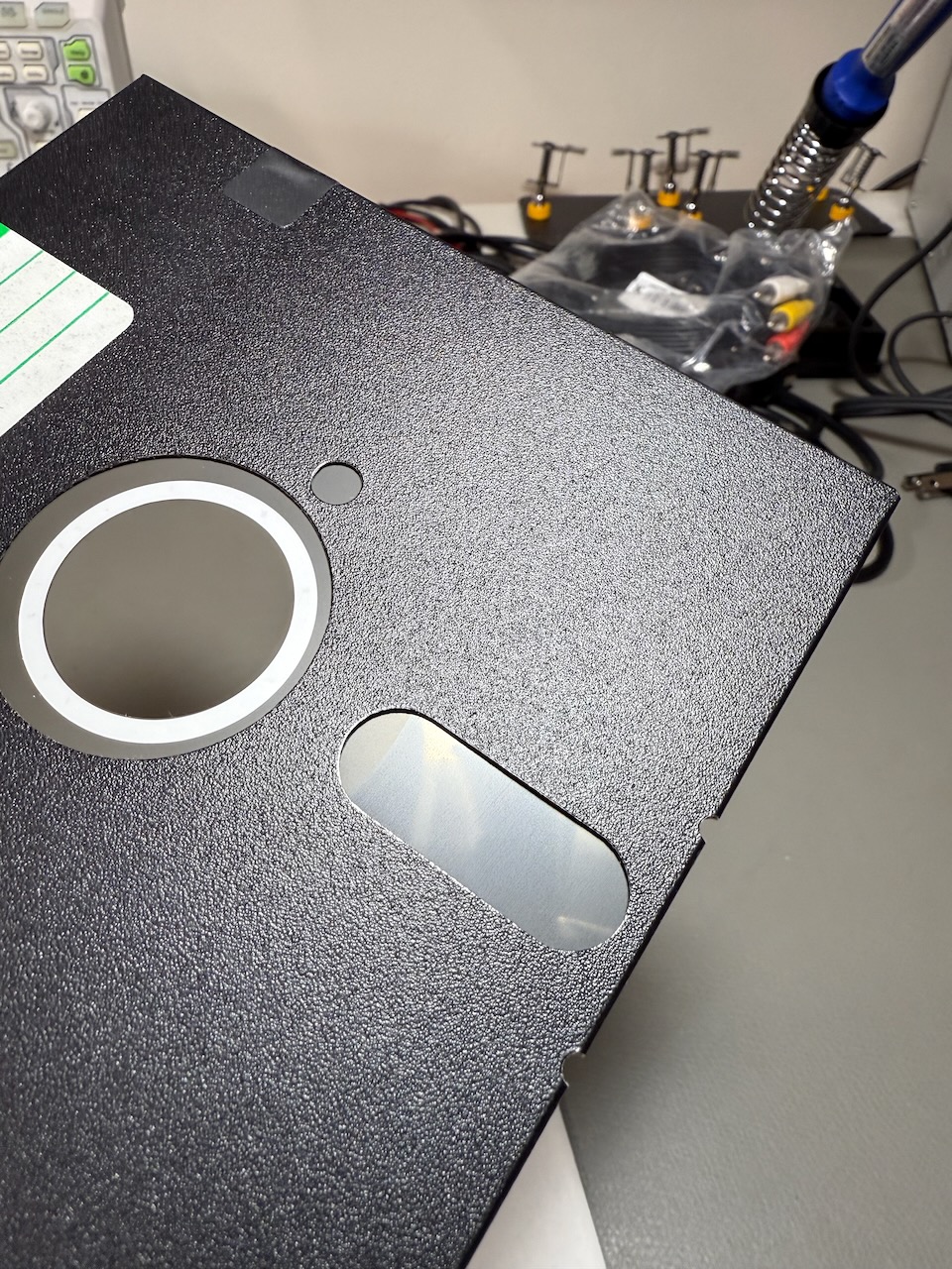 Inspection of one of the disk's magnetic region, showing it to be in good condition