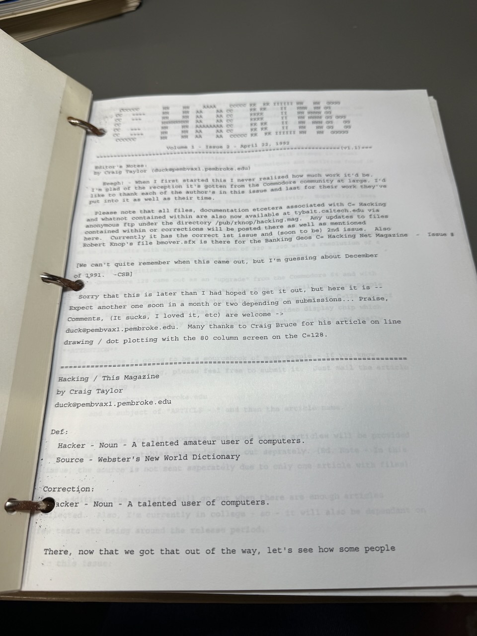 Printout: C= Hacking, volume 1, issue 2, April 1992
