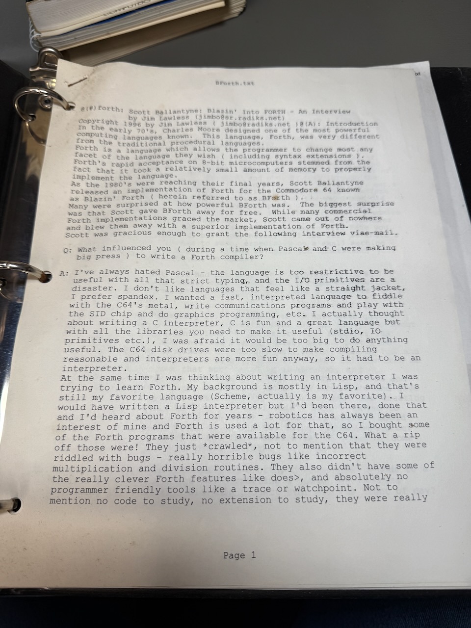 Printout: BForth.txt