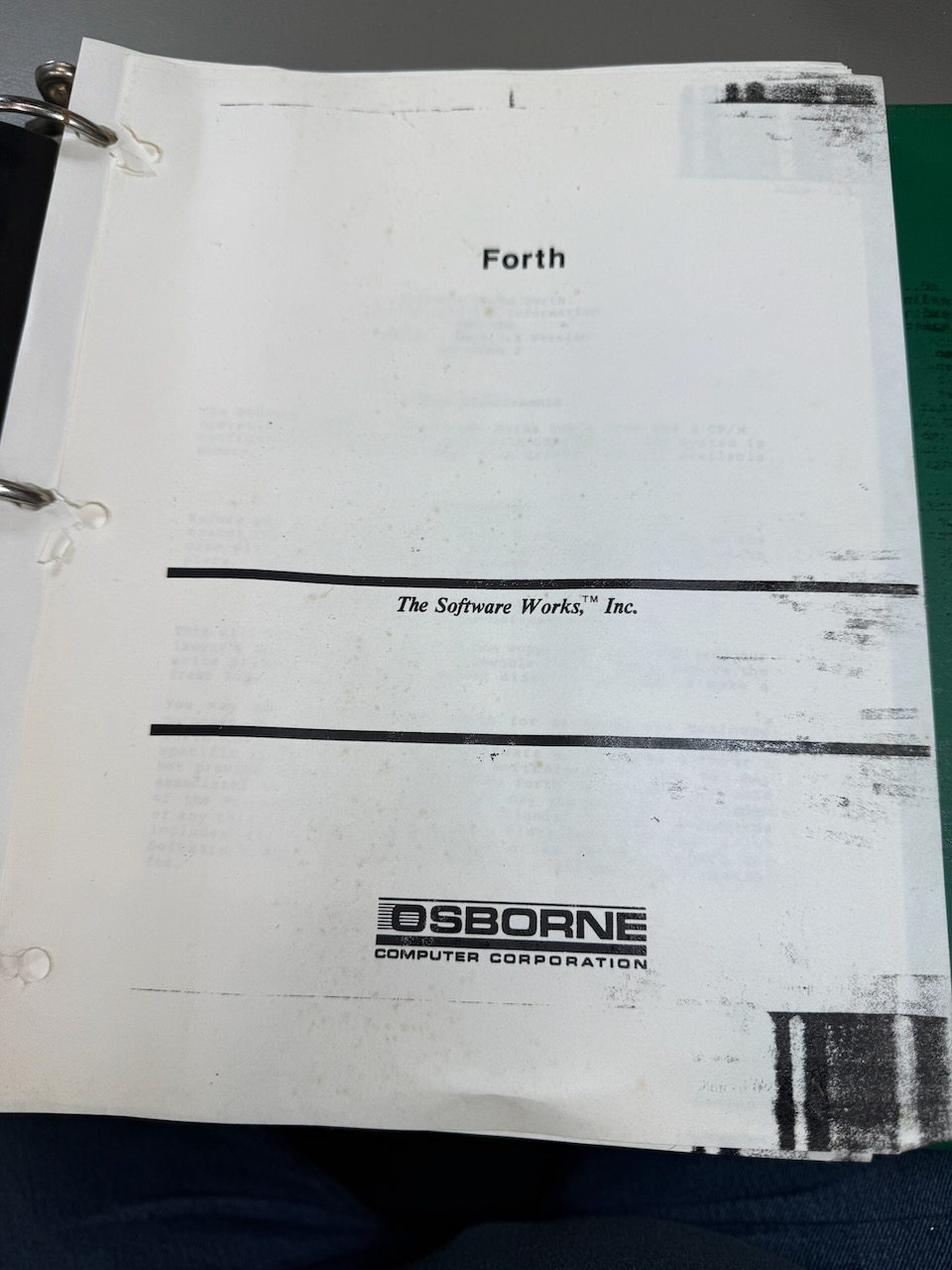 Osborne Forth manual, photocopied