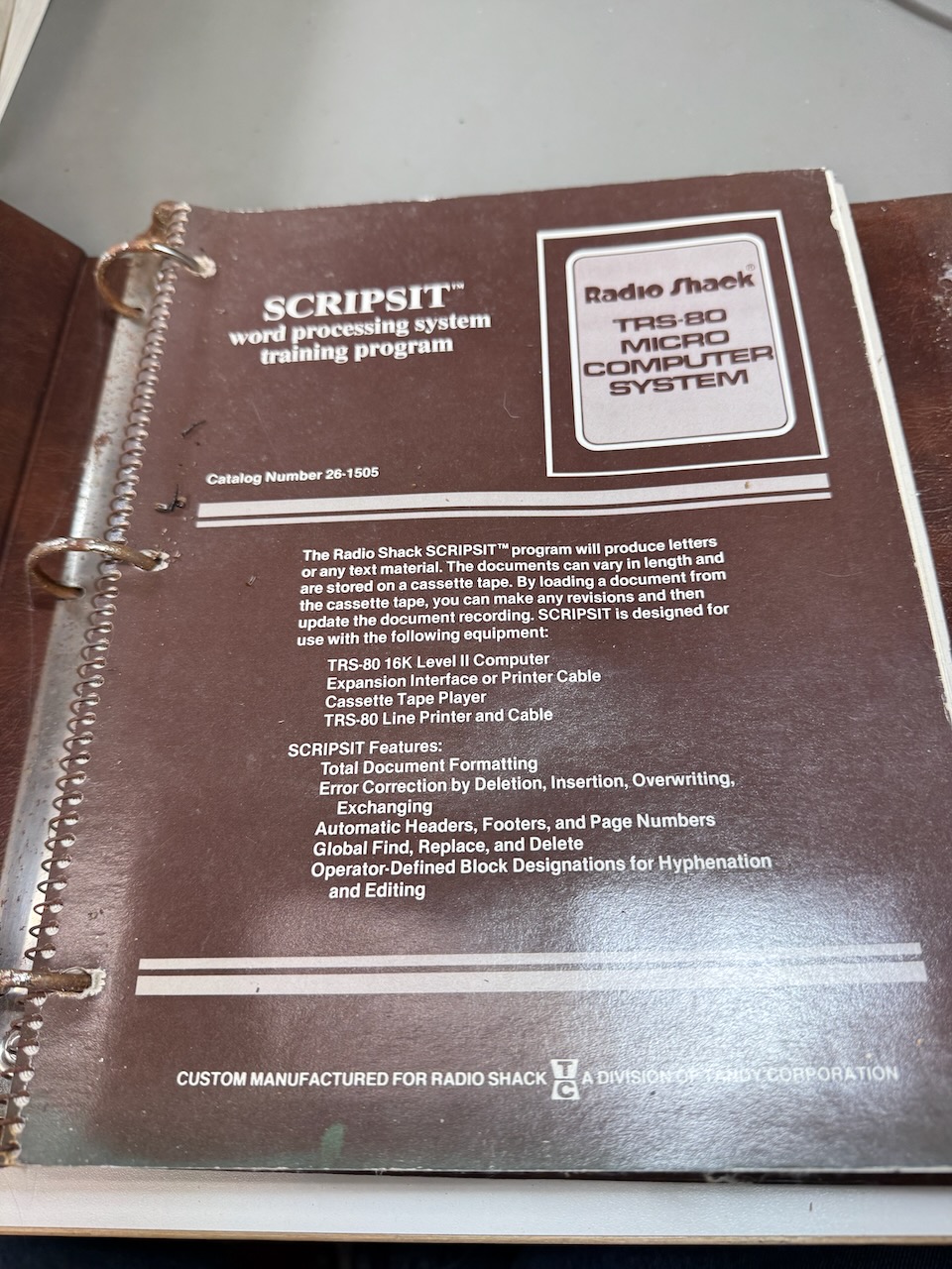 TRS-80 Scripsit Training Program manual