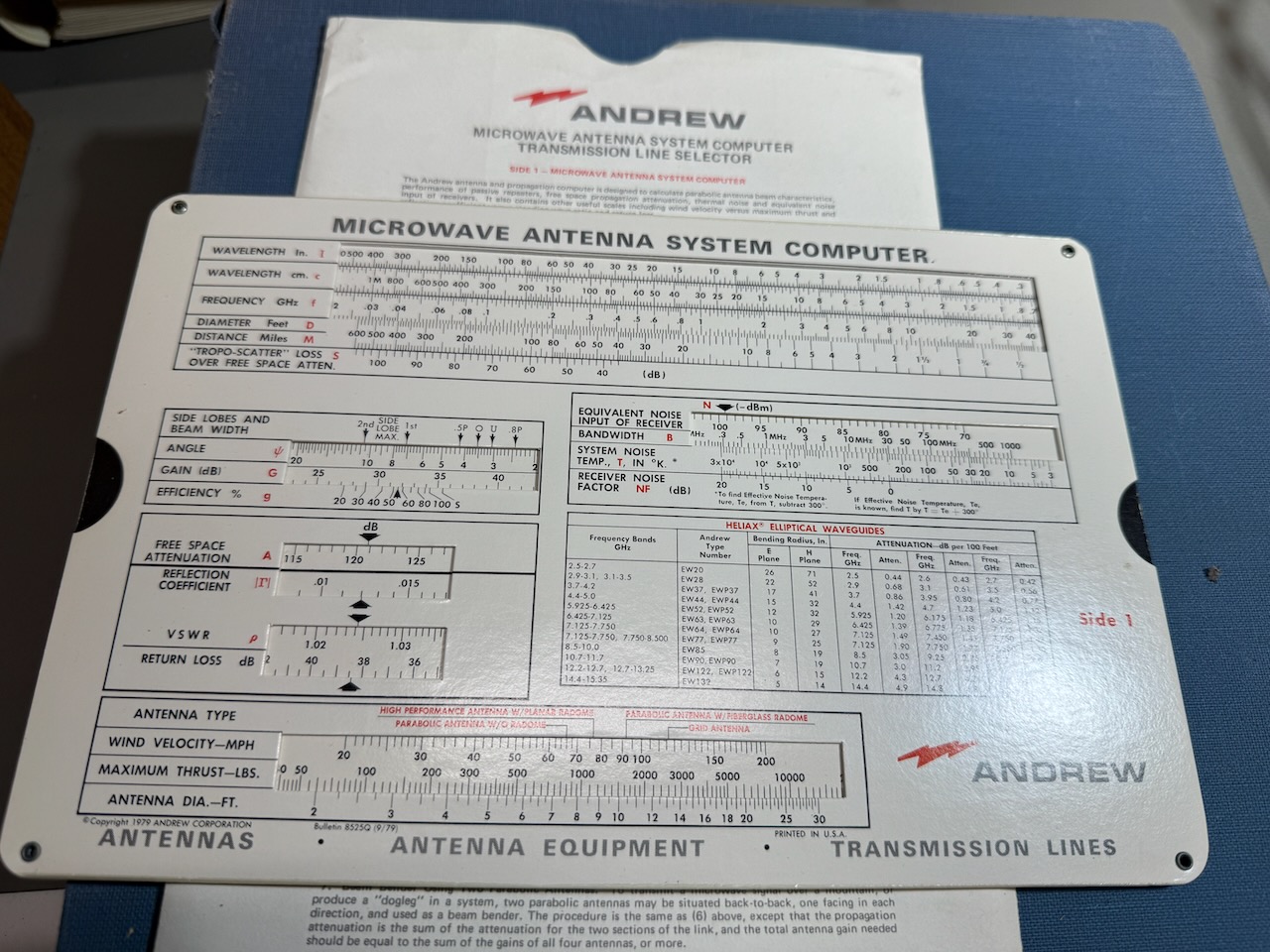 Andrew Microwave Antenna System Computer, slide rule calculator