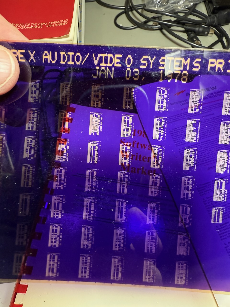Close-up of Ampex A/V Systems Price Book microfiche slide