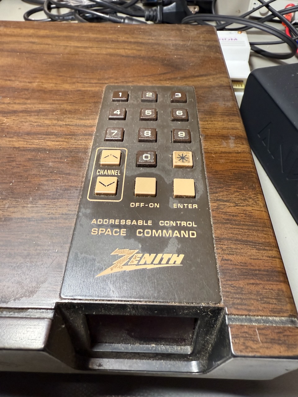 Close-up of Zenith Space Command TV remote control console