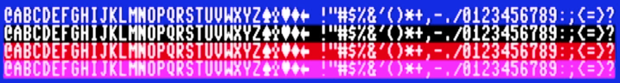 The character set after installing the suit symbols, ECM enabled