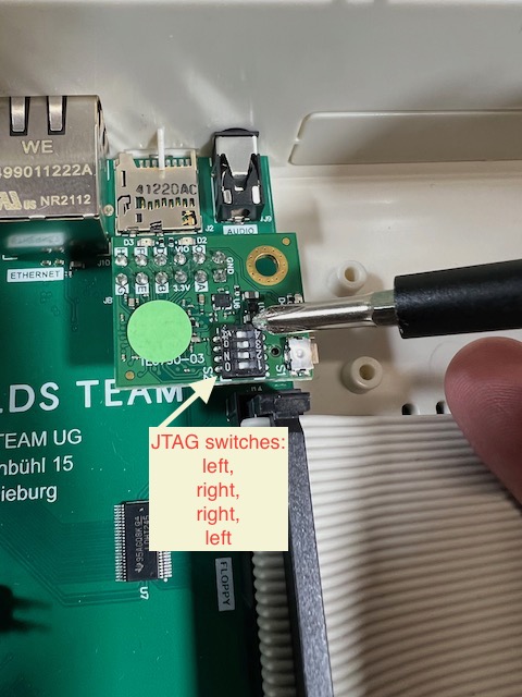 Setting the JTAG adapter DIP switches