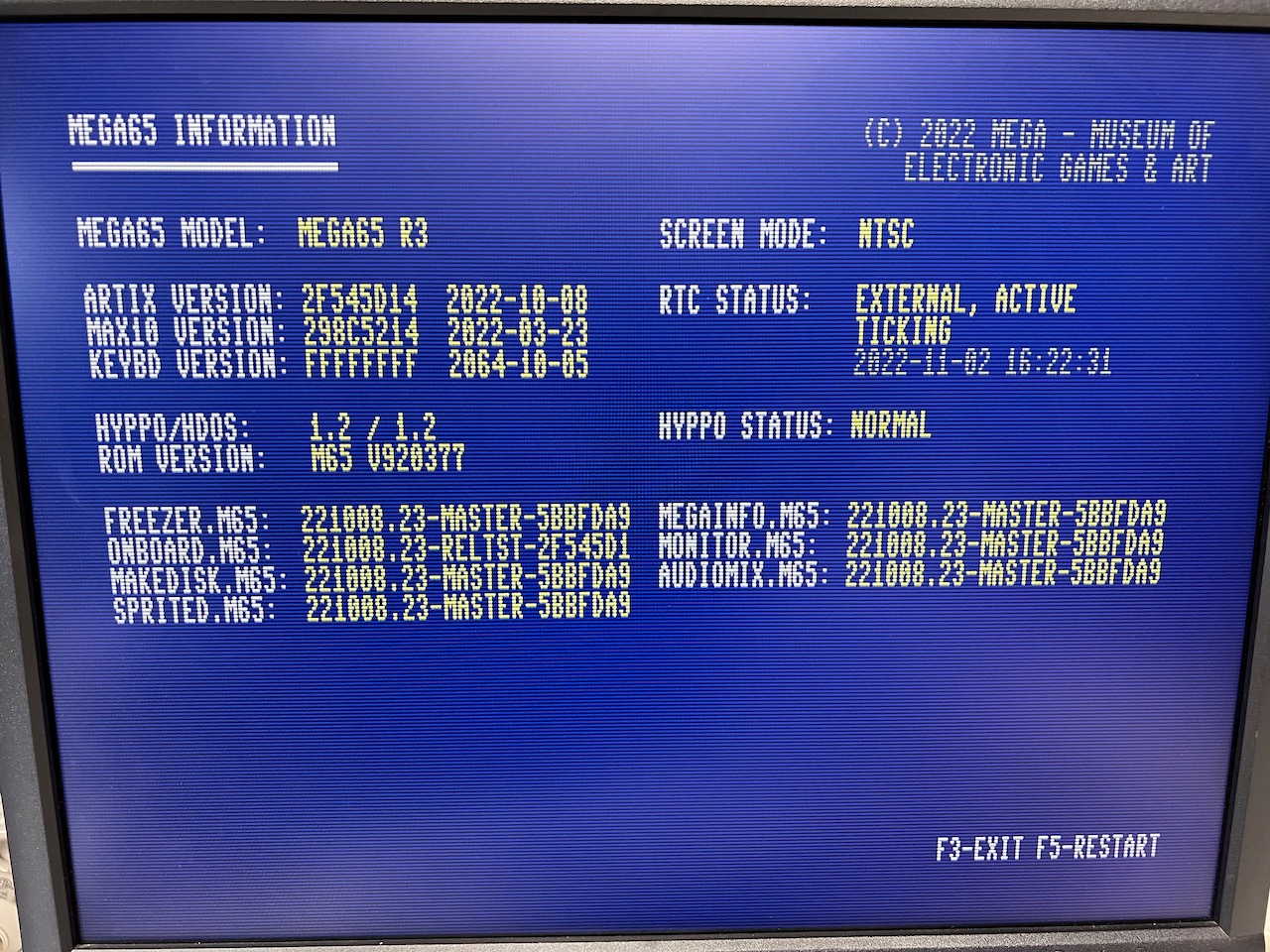 The MEGA65 Information screen