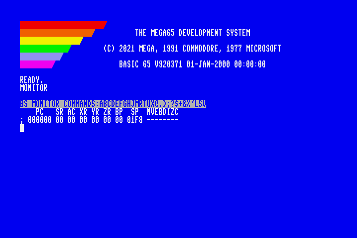 The MEGA65 machine language monitor.